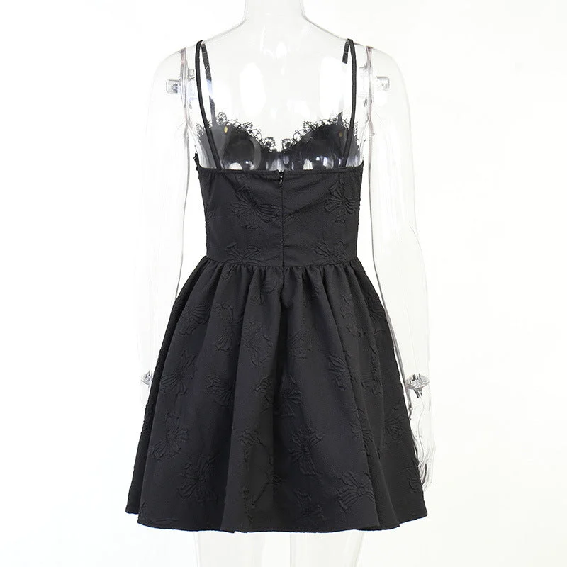 One-DAY Sale Backless Strap With Red Rose And Lace Dress