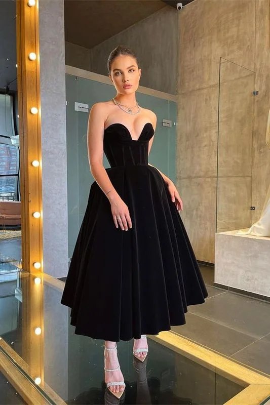 satin dressLittle Black Tea-Length Prom Dress,EQ9650