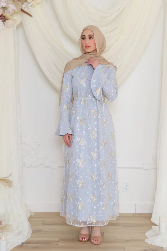Unbeatable Prices Elena Embroidery Maxi Dress- Sky Blue