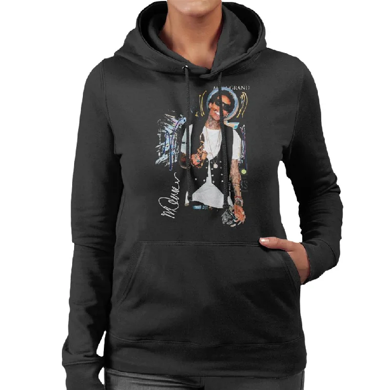 minimalist gym sweatshirtSidney Maurer Original Portrait Of Wiz Khalifa Billboard Award Women's Hooded Sweatshirt