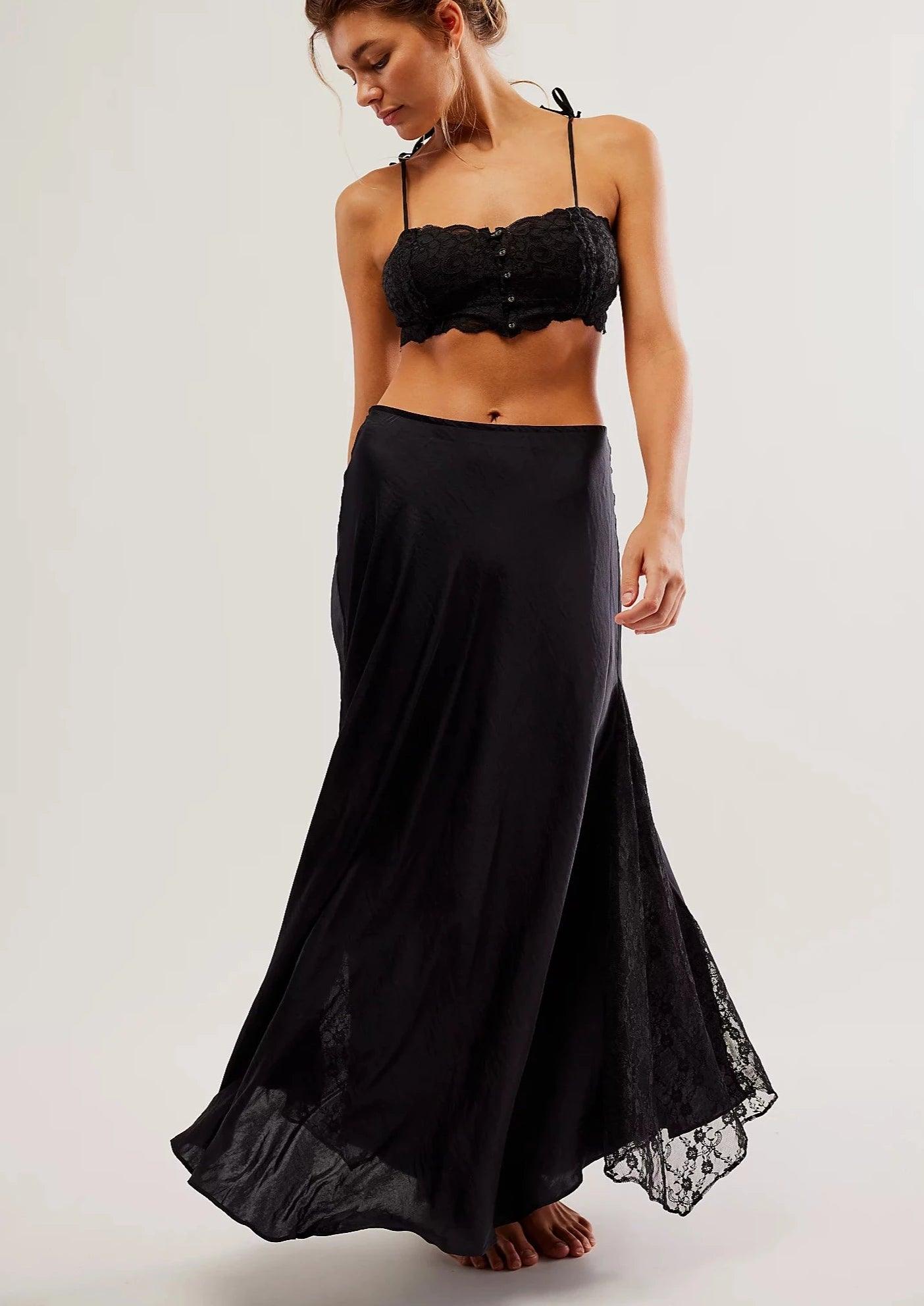 Weekend Deal Maxi slip skirt with lace inserts Make You Mine
