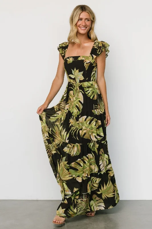 flowy evening dressEncinitas Maxi Dress | Tropical Green + Black