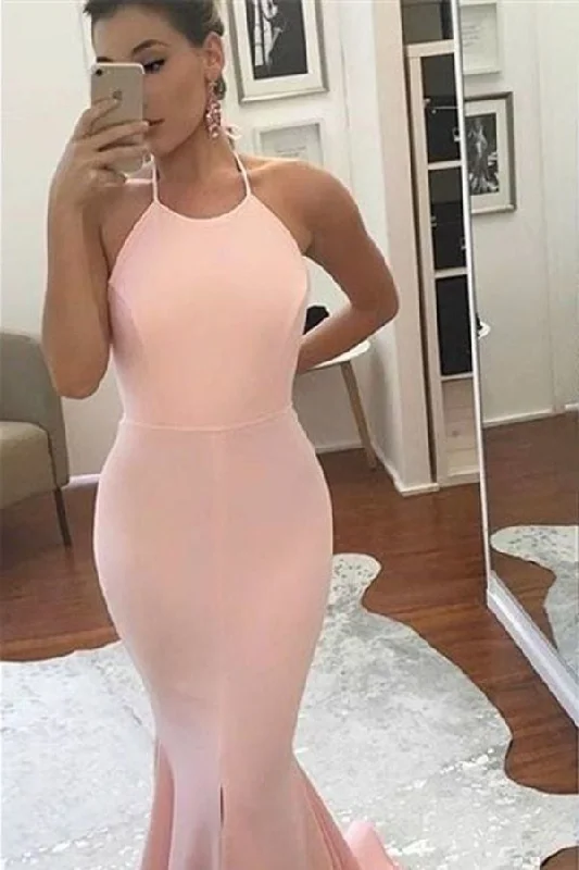 Special Offer New Arrival Sexy Open Back Halter Spandex Prom Dresses Mermaid,DS4138
