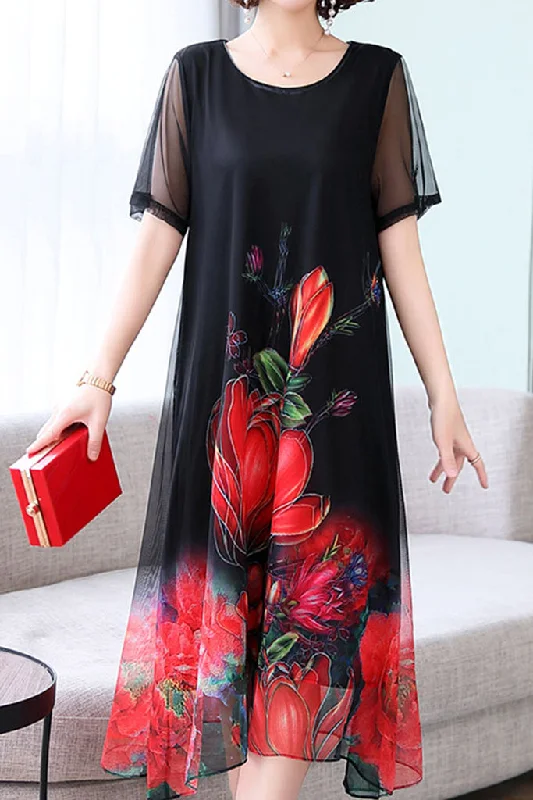 Final Markdown Short Sleeve Asymmetrical Hem Shift Dress