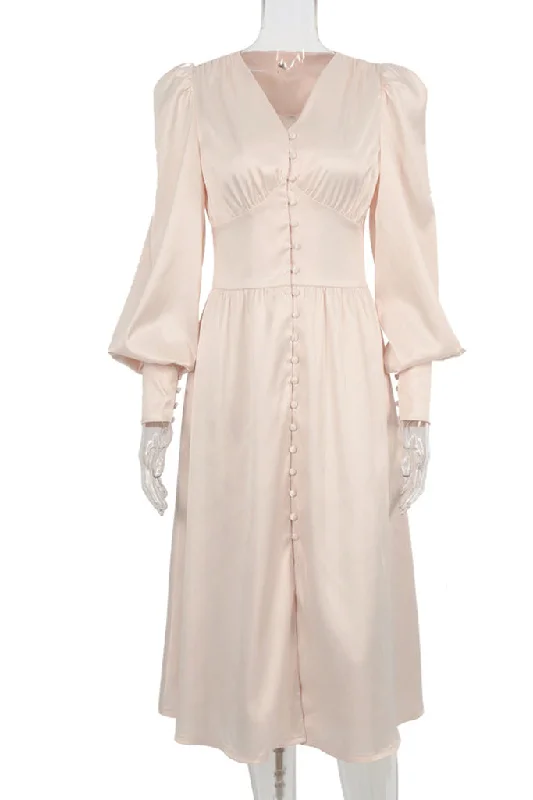 Holiday Sale Long Sleeve V-neck Empire Waist Fit&Flare Dress
