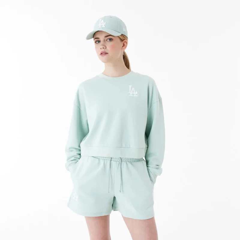 Overstock Sale LA Dodgers MLB Lifestyle Mint Womens Crop Crew Neck Sweatshirt