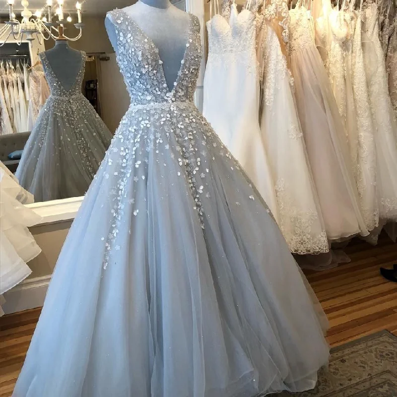 Shop and Save Light Grey Prom Dresses,Backless Prom Dress,Tulle Evening Dresses,DS4483 Shop and Save Light Grey Prom Dresses,Backless Prom Dress,Tulle Evening Dresses,DS4483