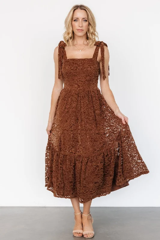 elegant maxi dressHestia Lace Midi Dress | Brown