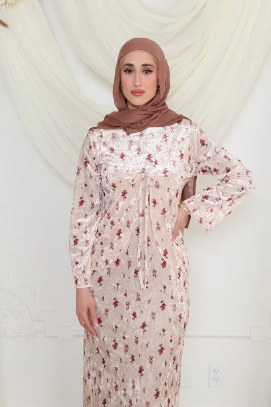 Price Blitz Lina Floral maxi Dress Set- Rose