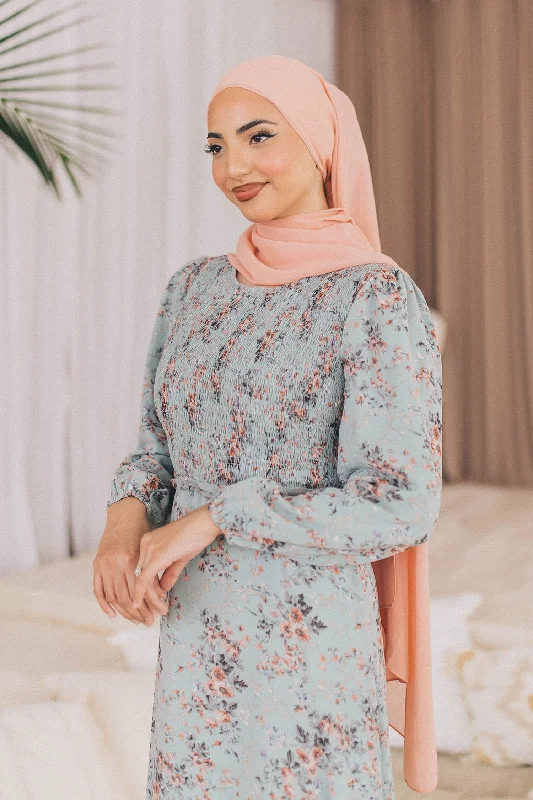 Weekend Special Raven Floral Shirred Dress- Mint Blue