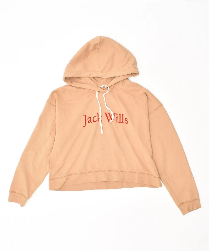 Overstock JACK WILLS Womens Crop Hoodie Jumper UK 14 Large Beige Cotton