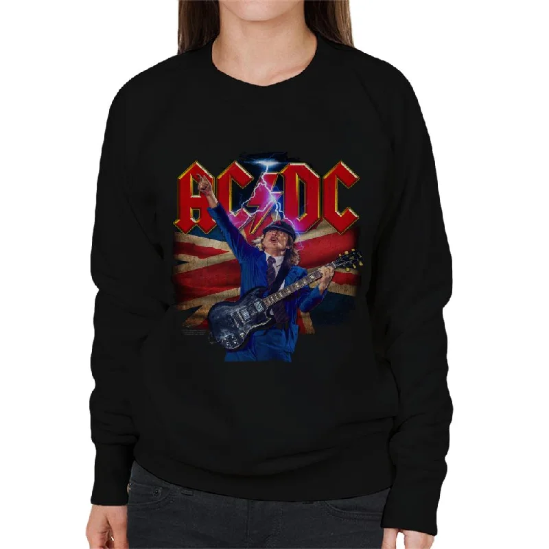 pullover workout hoodieAC/DC Logo Angus Young Union Flag Lightning Women's Sweatshirt