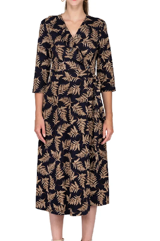 Fantastic Offers Leaf Pattern Wrap Dress