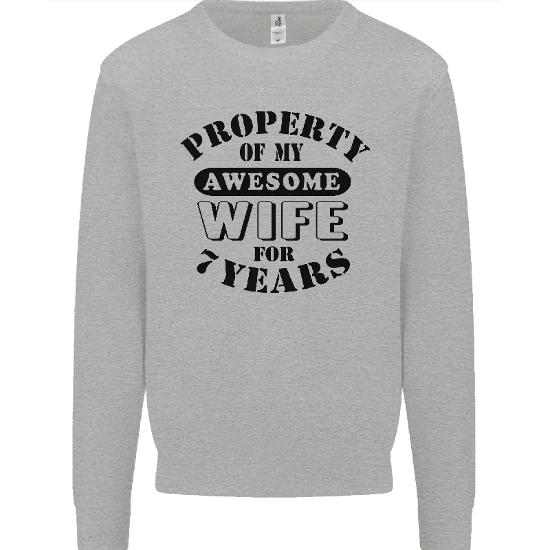 relaxed fit sports hoodie7th Wedding Anniversary 7 Year Funny Wife Mens Sweatshirt Jumper