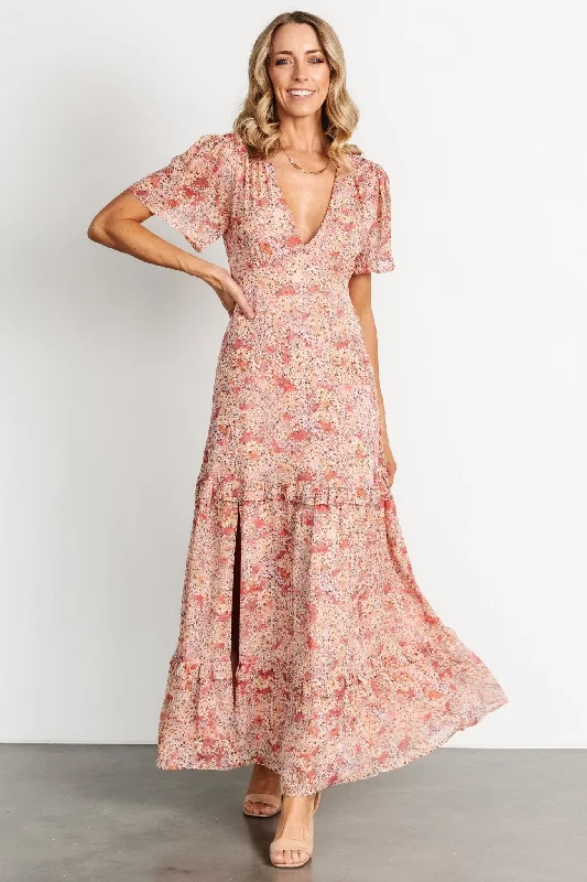 chic shift dressAudrey Deep V Maxi Dress | Blush Floral