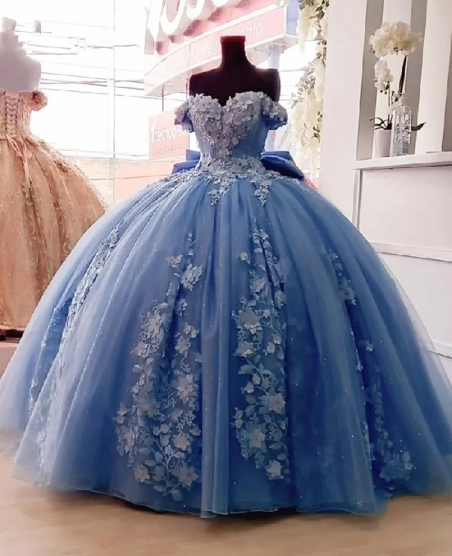 Sale Event Blue Quinceanera Dresses Ball Gown Appliques Formal Kids Prom Party Dress,DS4597