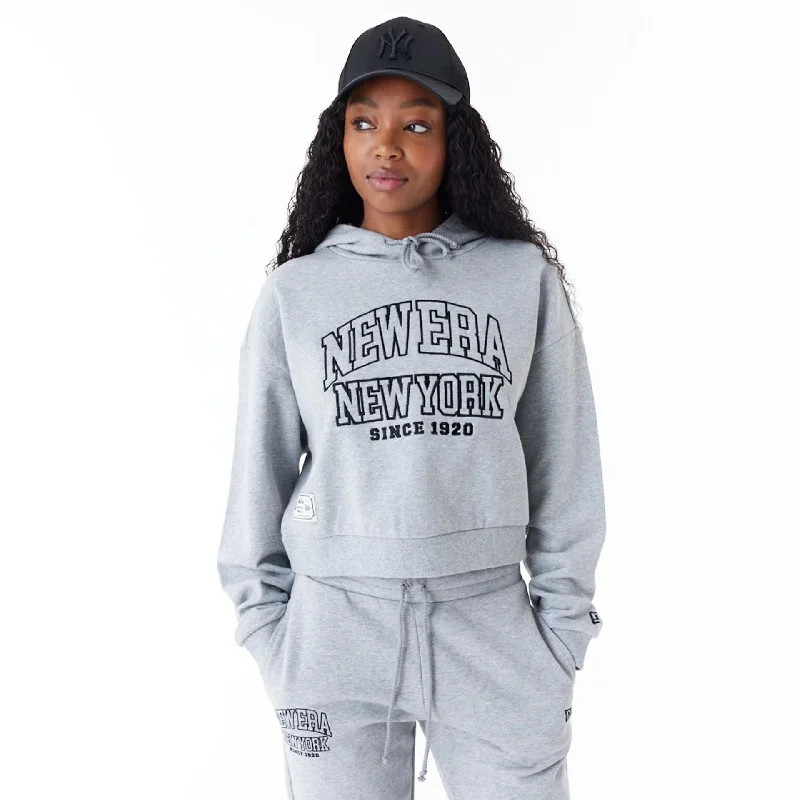 Reduced Prices New Era Womens Arch Wordmark Grey Crop Pullover Hoodie