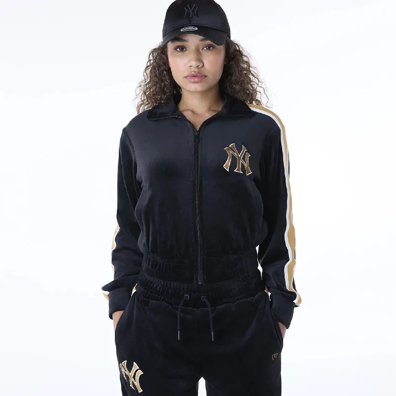 Stock Clearance New York Yankees Womens MLB Velour Black Track Jacket