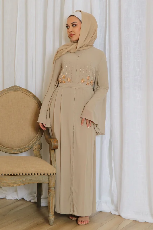 Take Advantage Rosalia Chiffon Layered Abaya - Sand