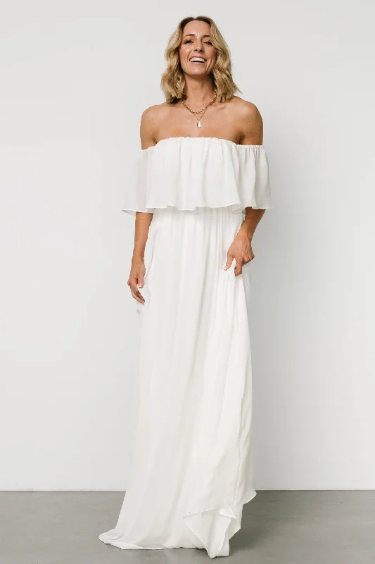 high-waisted dressDiana Off Shoulder Maxi Dress | Off White