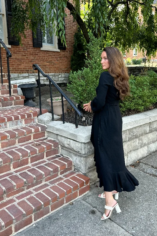 Get It Before It’s Gone Gabriella Wrap Maxi Dress in Black