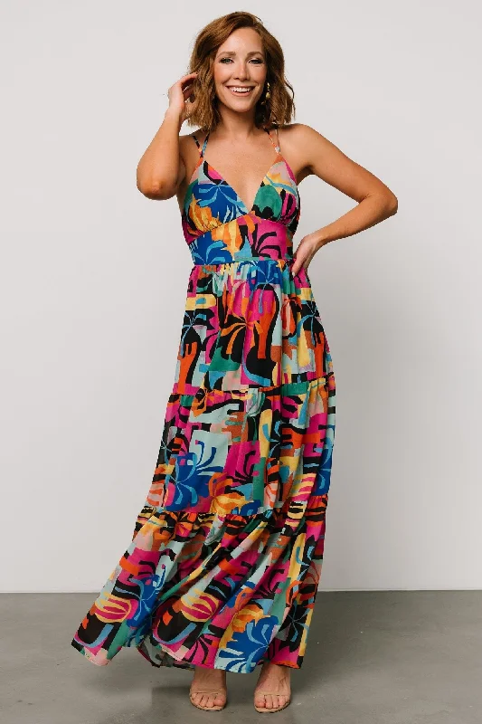 Steals and Deals Crystal Maxi Dress | Black Multi Print