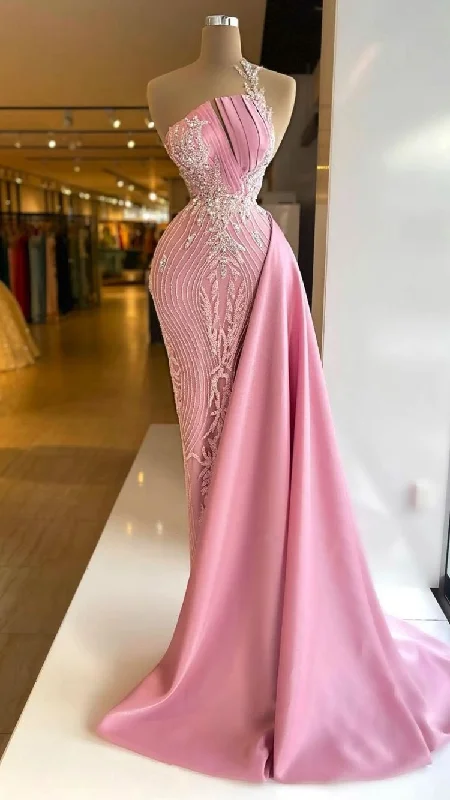 flowy evening dressPINK CORSET MERMAID PROM GOWN,BD1491