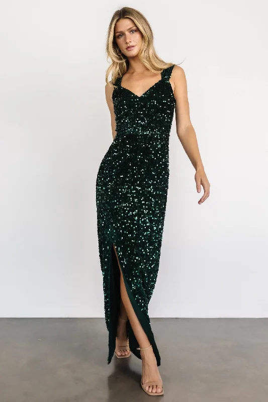 classic fit-and-flare dressMarilyn Sequin Maxi Gown | Emerald