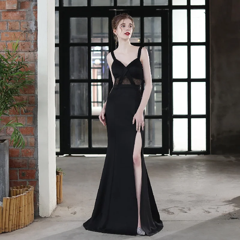Value Deals Emily Back Low-cut High Slit Maxi Dress