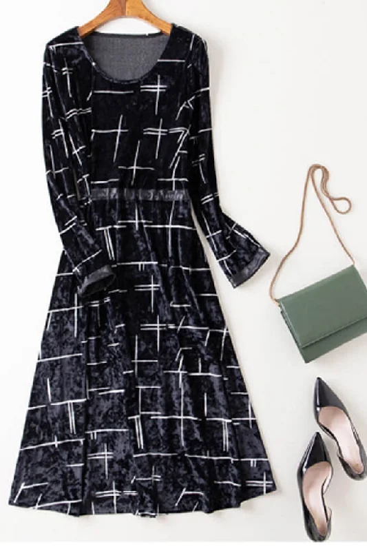 Online Specials Velvet Fit and Flare Dress