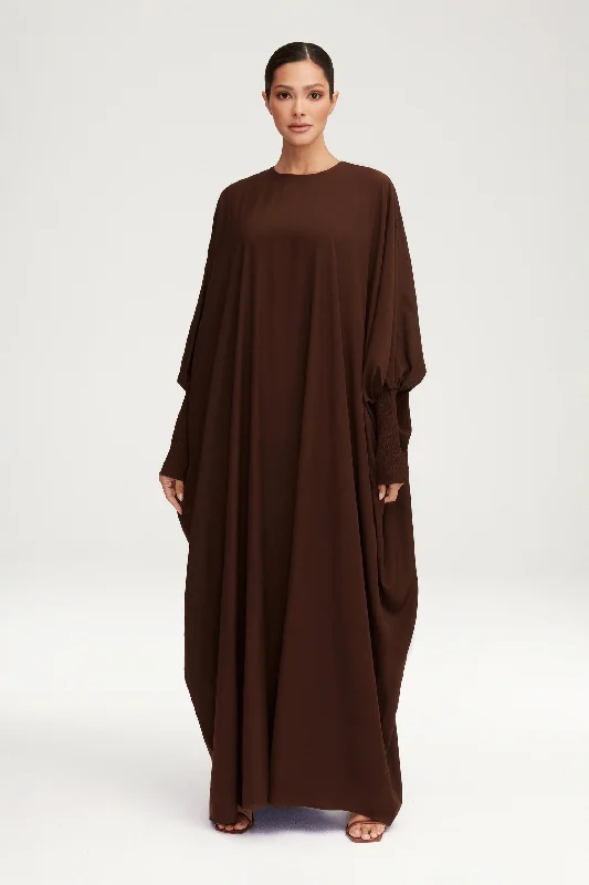 high-waisted dressSuha Smocked Sleeve Kaftan - Espresso