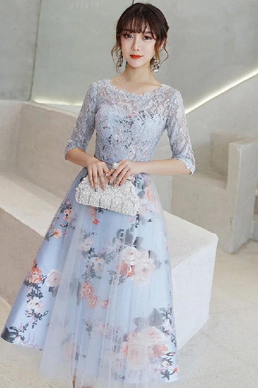 Limited Availability HALF SLEEVE BACK V-NECK CONTRAST TWO LAYER FORMAL DRESS-M  in Clearance