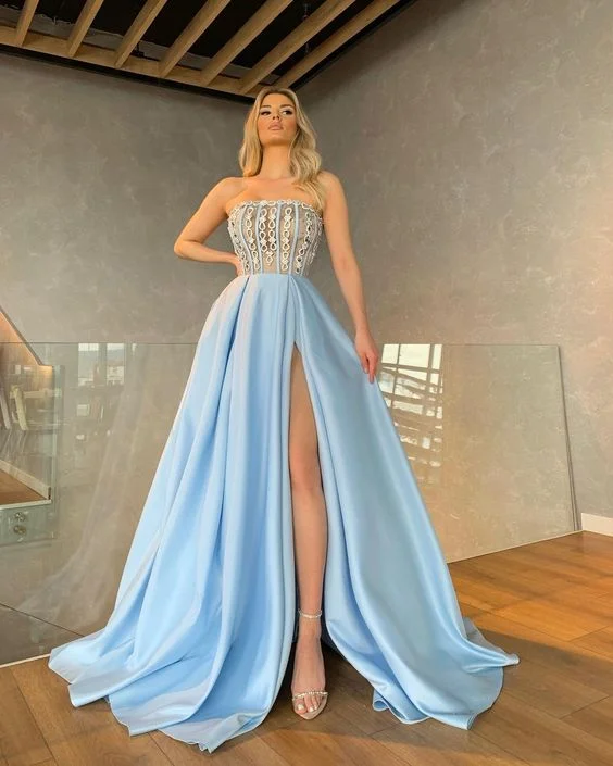 relaxed fit dressLong Prom Dresses With Split,DS5144