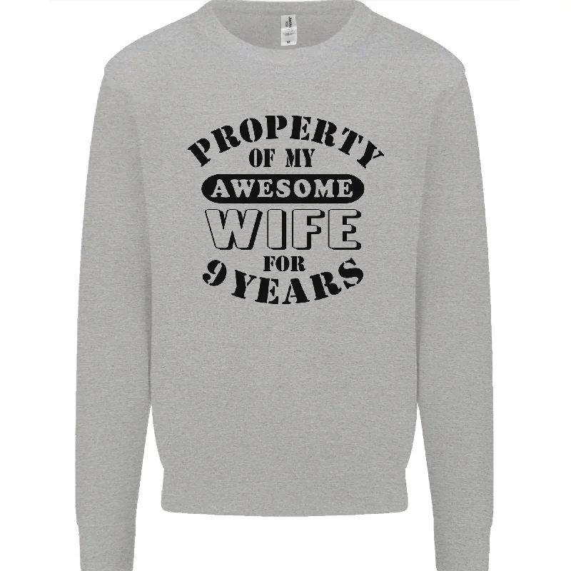 Flash Deals 9th Wedding Anniversary 9 Year Funny Wife Mens Sweatshirt Jumper