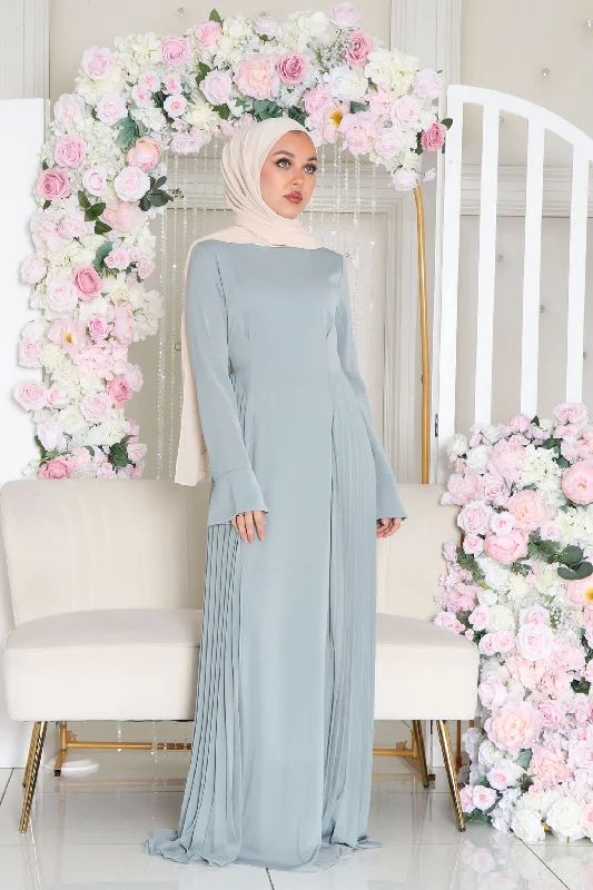 Midnight Madness Kelsi Soft Pleat Dress- Mint Gray