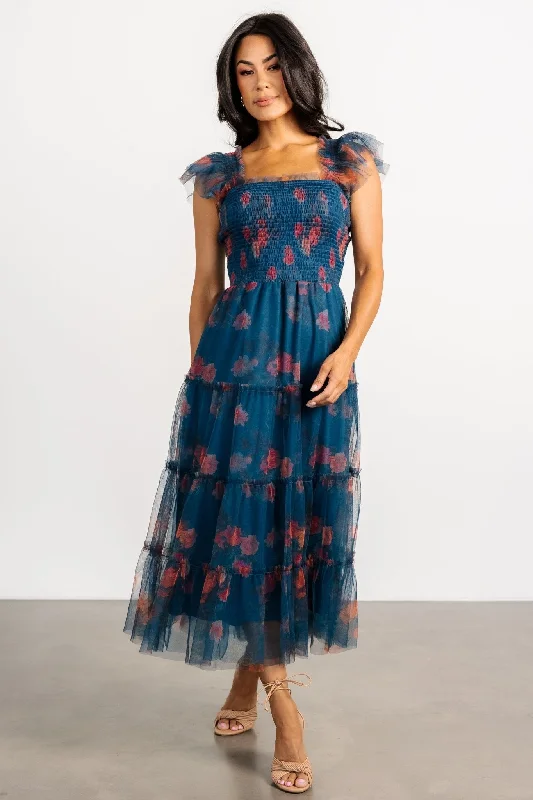 wool dressClementine Tulle Midi Dress | Persian Blue + Rust