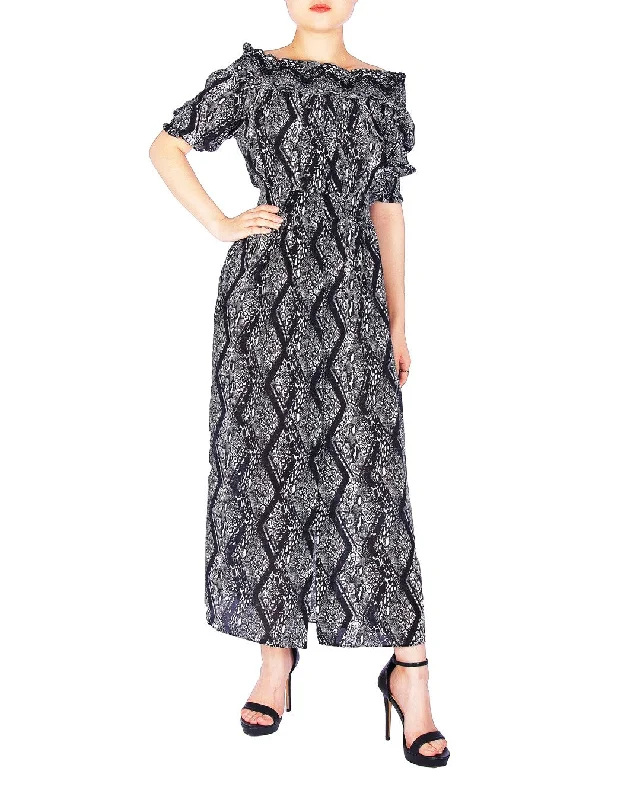 Lowest Prices SCANDINAVIA-Off the Shoulder Snake Print Dress