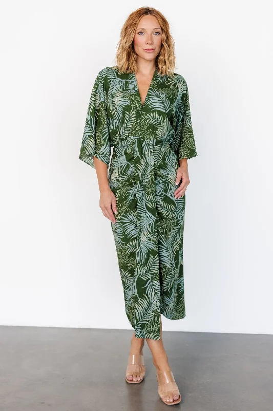 evening dressTula Kimono Dress | Green + Blue Print