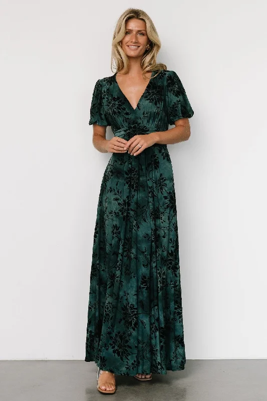 elegant evening dressLeslie Velvet Maxi Dress | Jade + Black