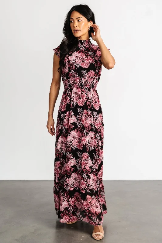 trendy wrap dressKearny Ruffle Maxi Dress | Black + Mauve