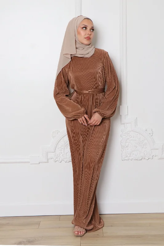 Buy More, Save More Alice Pleat Dress- Mocha brown