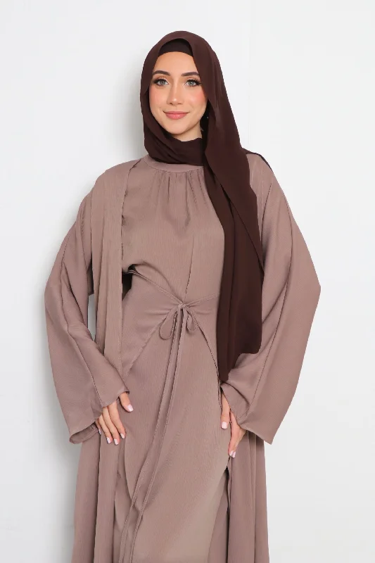 Discount Days Lyla Textured Abaya Set- Mink