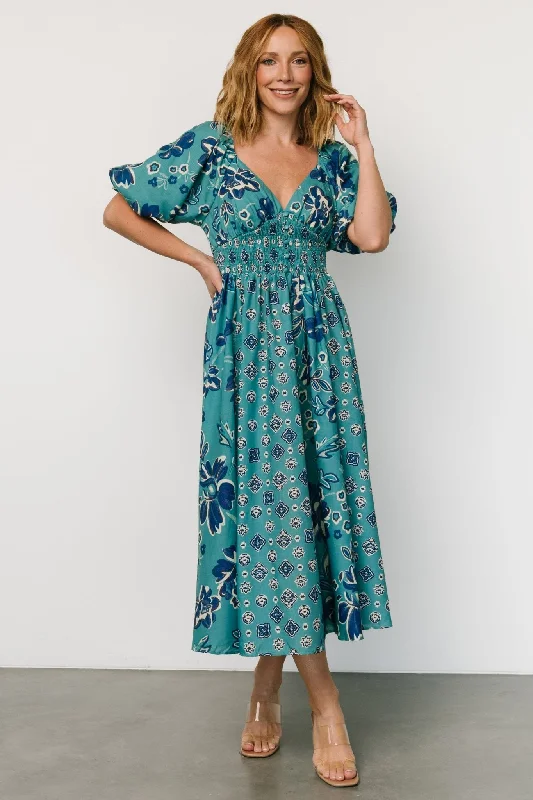 trendy dressElyse Midi Dress | Teal + Blue Multi