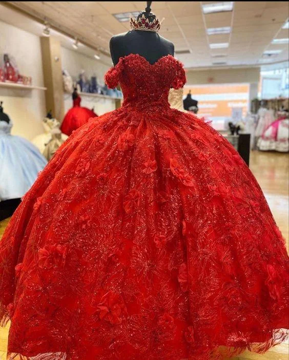 Quick Sale ball gown Prom Dress Applique Long Evening Dress red Party Dress ,DS4451