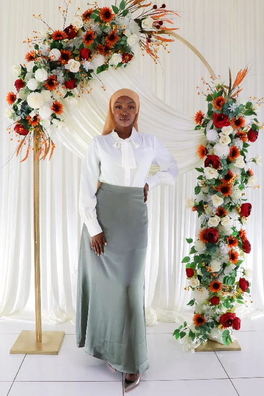 Mega Sale Lameera Satin Skirt - Light Sage