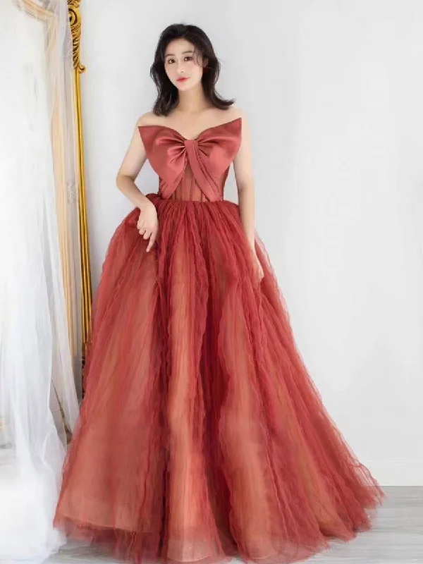 Year-End Clearance Camille Front Bowknot Tulle Maxi Dress