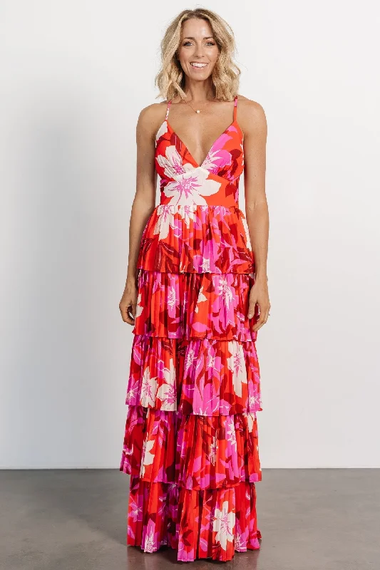 vintage-inspired dressCapriana Tiered Maxi Dress | Red Multi