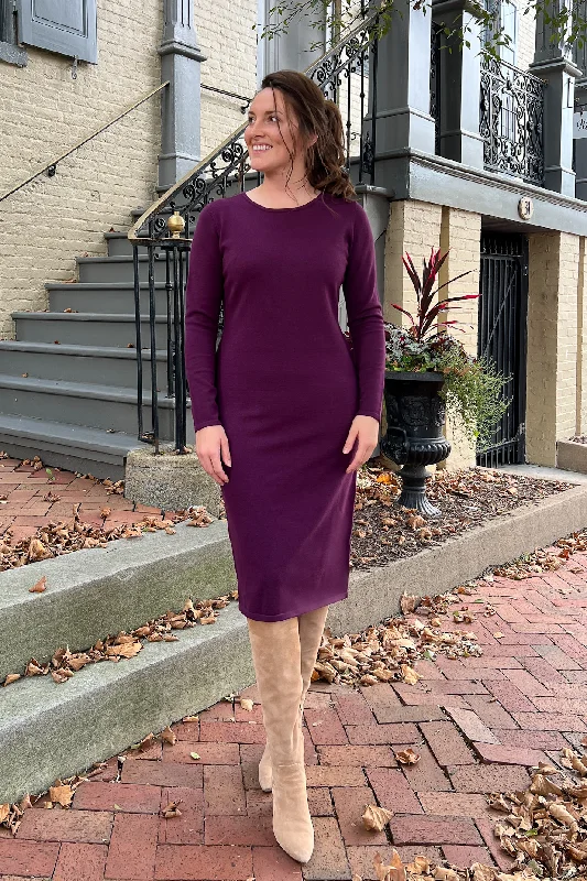 Instant Discount THE QUINN EVERYDAY SCOOP NECK SWEATER DRESS IN DK PURPLE