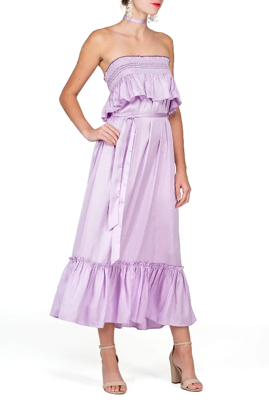 Markdowns SCANDINAVIA-Elastic Off-Shoulder Ruffle Accent Shift Dress