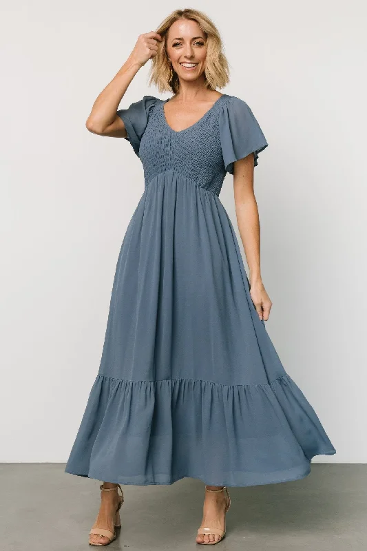 form-fitting dressMonica Smocked Dress | Whisper Blue